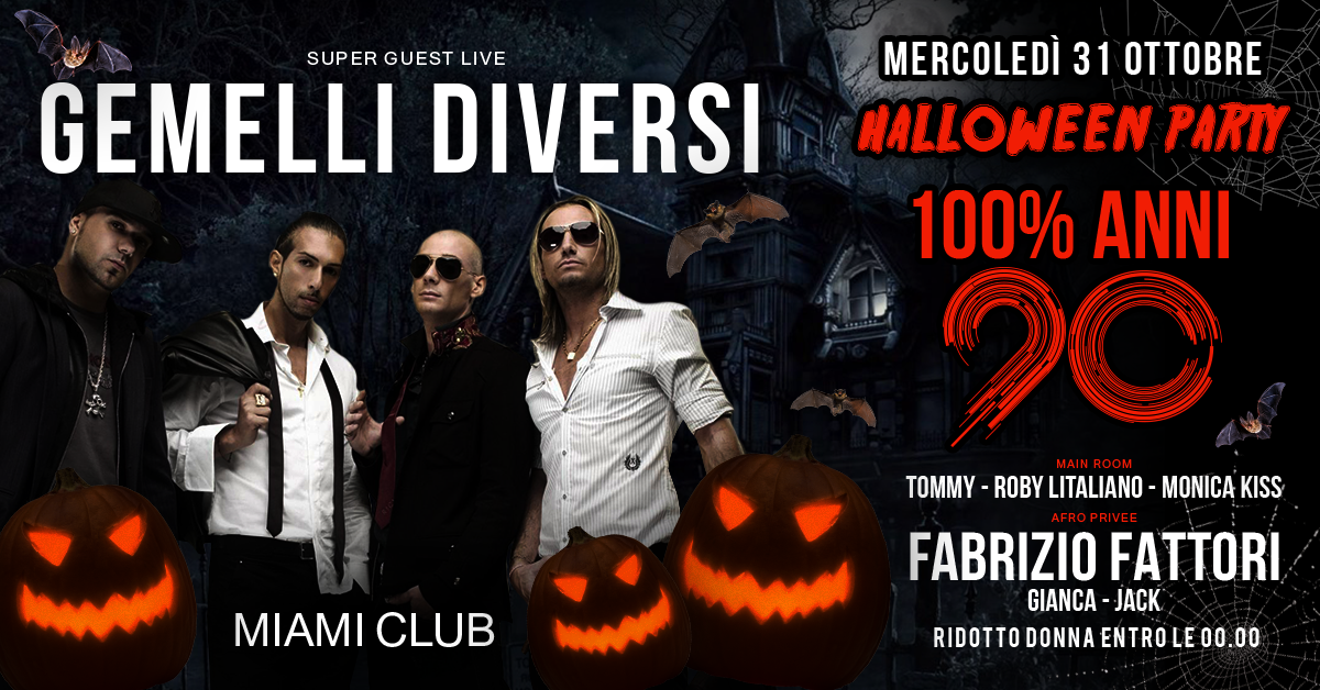 Halloween 2018 Gemelli Diversi live Miami Club Monsano