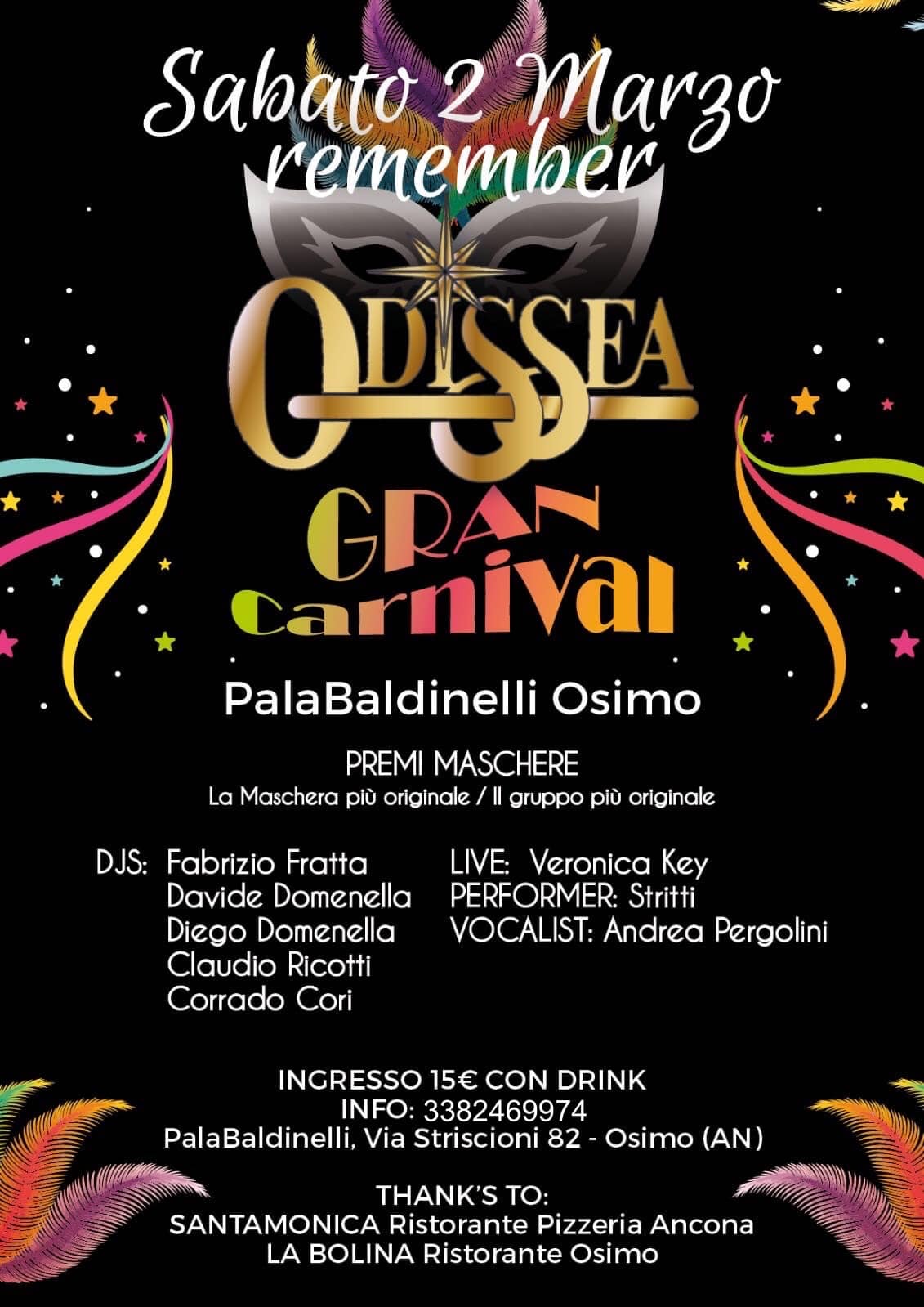 Odissea Remember Party Gran Carnival Palabaldinelli Osimo