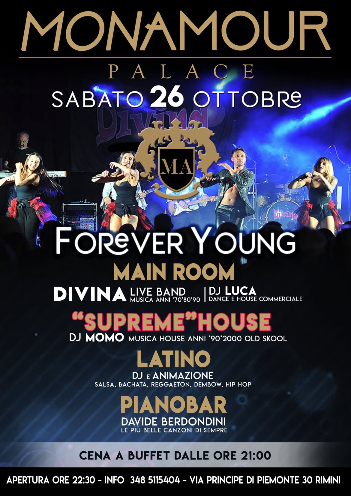 Discoteca Mon Amour Rimini Divina live band