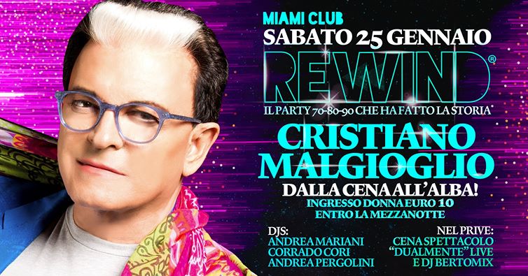 Cristiano Malgioglio al Rewind del Miami Club