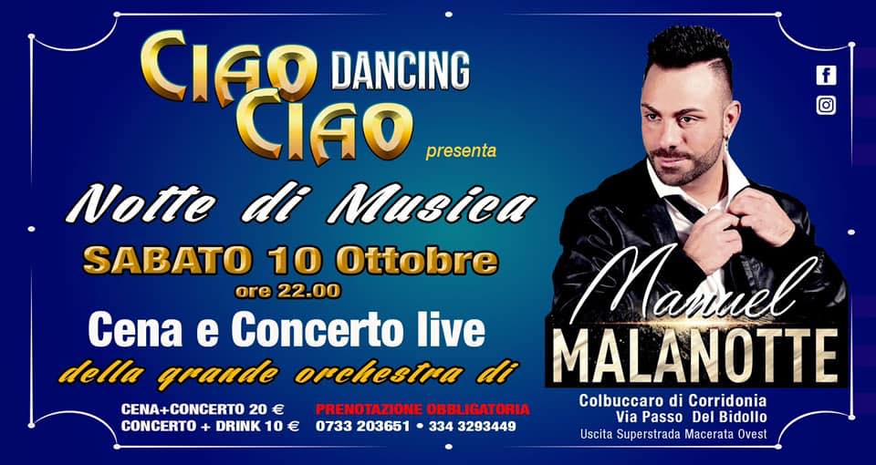 Ciao Ciao dancing, notte di musica con l'orchestra di Manuel Malanotte