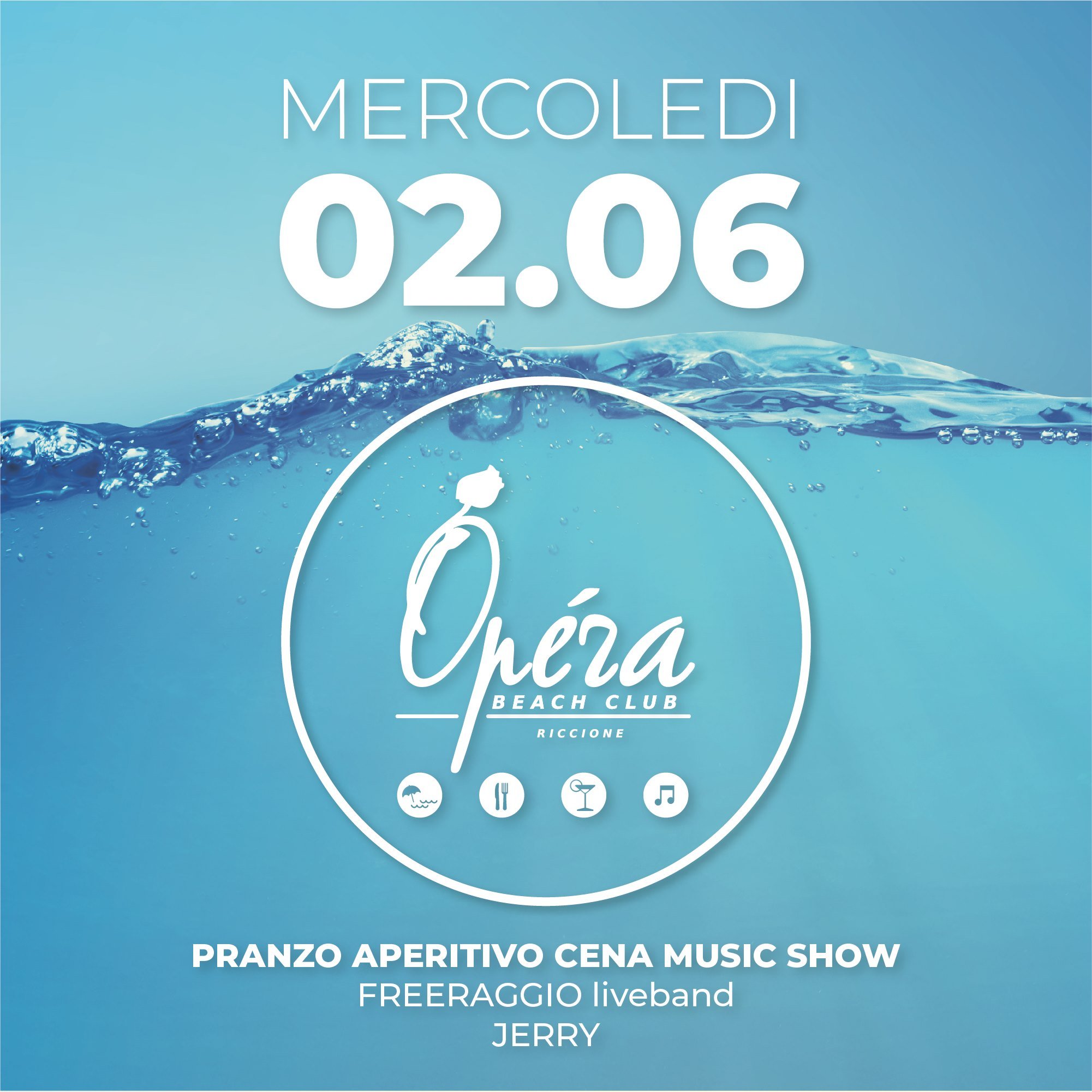 Freeraggio live band all'Operà Beach Club di Riccione