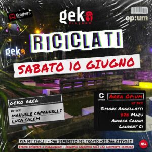 Riciclati post inaugurazione alla Discoteca Geko