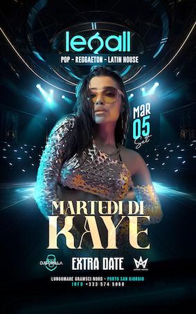 Kaye extra date alla Discoteca Le Gall di Porto San Giorgio