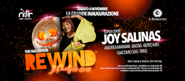 Ritorna Rewind con Joy Salinas alla Discoteca Noir Jesi