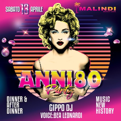 Anni 80 party al Malindi beach cafe di Cattolica