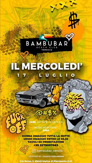 Bambubar Versilia mercoledì 17 luglio 2024. Ingressi e tavoli