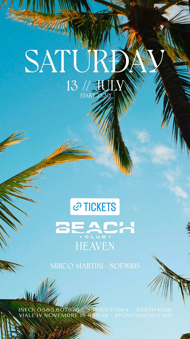 Il sabato Heaven del Beach Club Versilia