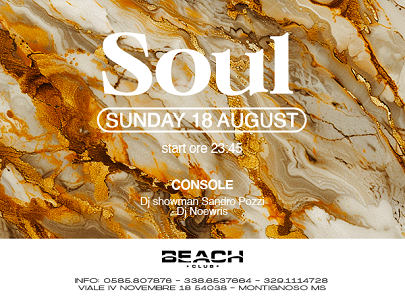 Beach Club con la domenica Noon e Soul