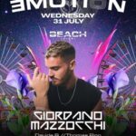 Beach Club con serata Emotion per ultimo evento di luglio, guest Giordano Mazzocchi