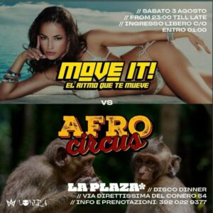 Move It vs Afrocircus del 3 Agosto 2024 alla discoteca La Plaza di Camerano