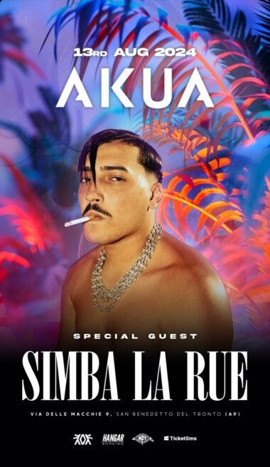 Simba La Rue ospite il 13 Agosto 2024 alla discoteca Akua San Benedetto e1721994235559