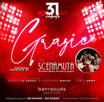 Cena spettacolo del 31 Agosto 2024 al Barracuda Beach Club di Pescara