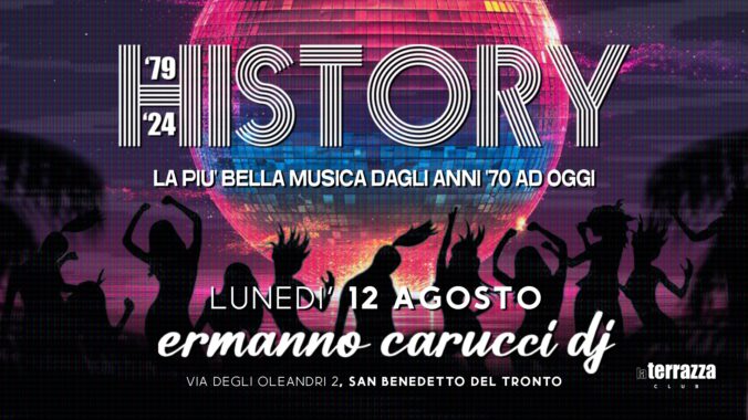 History del 12 Agosto 2024 alla Discoteca La Terrazza San Benedetto