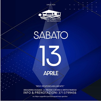 Sabato 13 aprile 2024 alla Capannina della Versilia