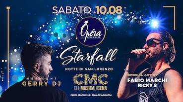 Notte di San Lorenzo all'Operà beach club di Riccione. 10 Agosto 2024