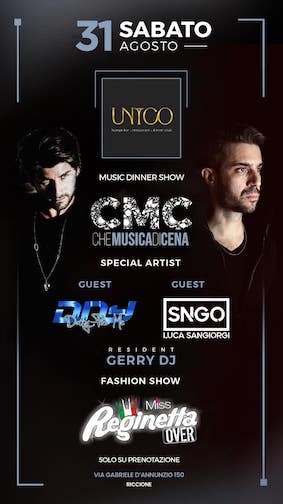 Unico dinner club Riccione. 31 Agosto 2024