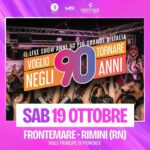 Musica anni 90 del 19 Ottobre 2024 al Frontemare di Rimini