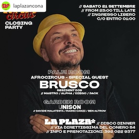 Brusco alla Plaza, staff Nyx Club Ancona. 21 Settembre 2024