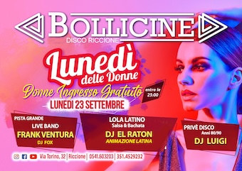 Il Lunedì delle donne alla discoteca Bollicine di Riccione. 23 Settembre 2024