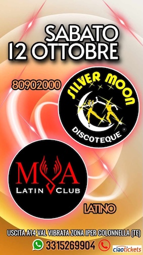 Il Sabato alla Discoteca Mya Silver Moon di Colonnella. 12 Ottobre 2024