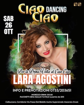 Lara Agostini al Ciao Ciao Samanà Minuit di Colbuccaro. 26 Ottobre 2024