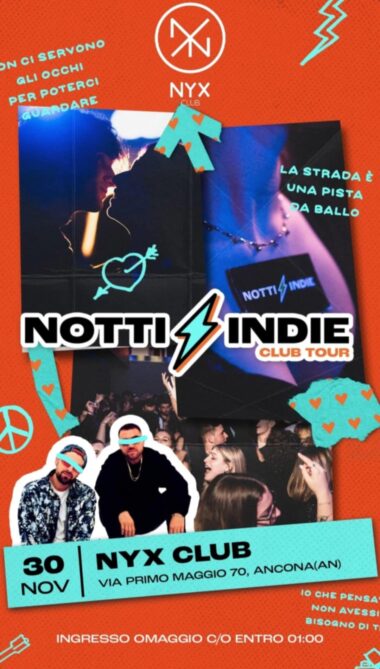 Notte indie del 30 Novembre 2024 alla discoteca Nyx Ancona