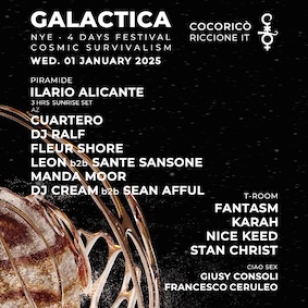 Capodanno Cocoricò Riccione, Galactica quarto giorno. 1 Gennaio 2025