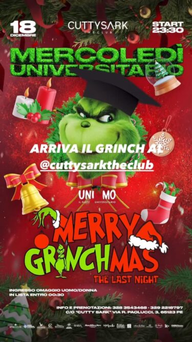 Merry Grinchmas del 18 Dicembre 2024 al Cutty Sark Pescara