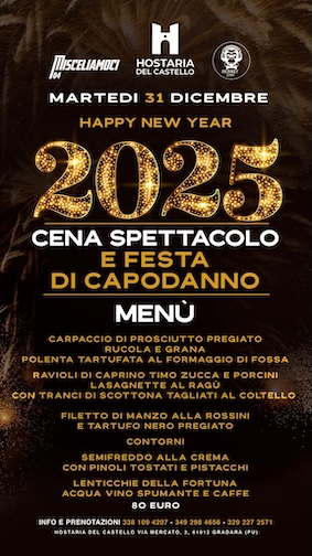 Capodanno Hostaria del Castello di Gradara. 31 Dicembre 2024