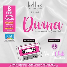 La cena musicale Divina alla discoteca Byblos di Riccione. 8 Febbraio 2025