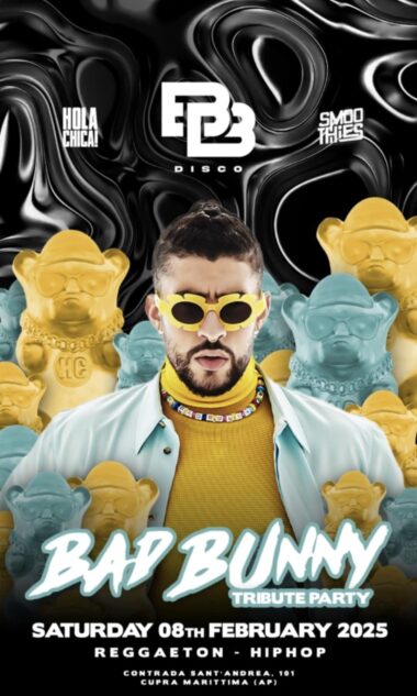 Bad Bunny tribute alla discoteca BB di Cupramarittima. 8 Febbraio 2025