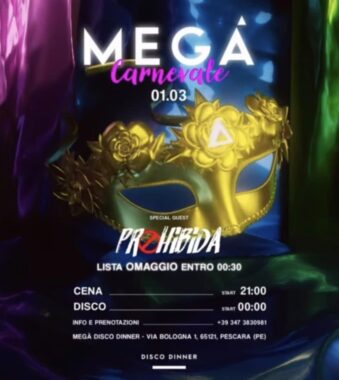 Carnevale alla discoteca Megà Pescara. 1 Marzo 2025