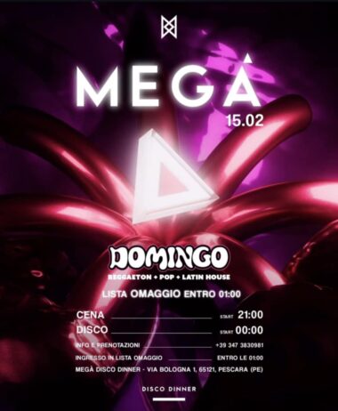 Domingo alla discoteca Megà Pescara. 15 Febbraio 2025