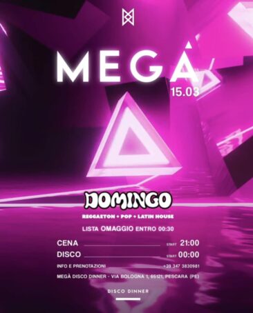 Domingo alla discoteca Megà Pescara. 15 Marzo 2025