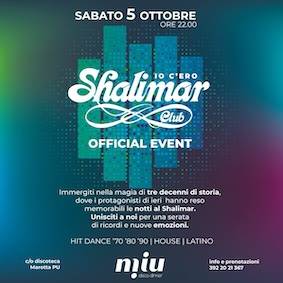 Shalimar Io C'Ero alla Discoteca Miu di Marotta. 5 Ottobre 2024